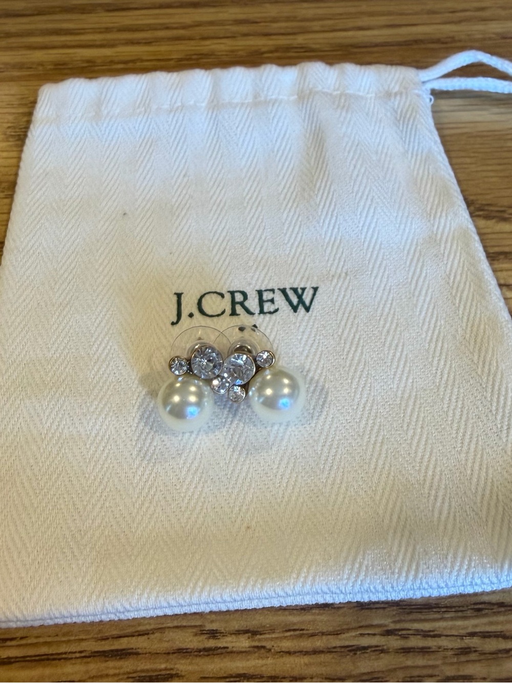 J. Crew Pearl and Crystal Cluster Stud Earrings in White and Silver